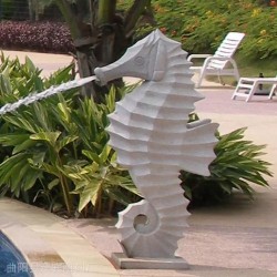 景區大理石海馬雕塑噴水海馬石雕海洋生物小品擺件